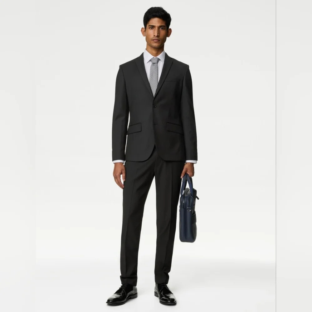 M&S COLLECTION-NWOT  Wool Blend Skinny Fit Stretch Suit Jacket - Picture 4 of 14
